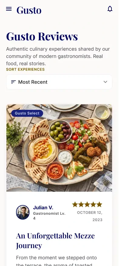 Gusto community reviews for local dining spots